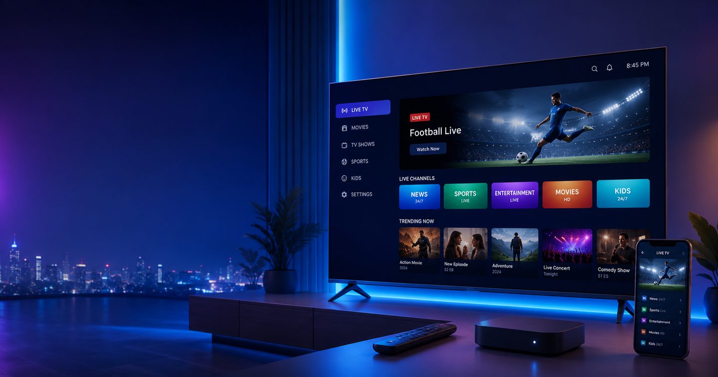 IPTVHDMI streaming live TV, sports and movies on a Smart TV and phone